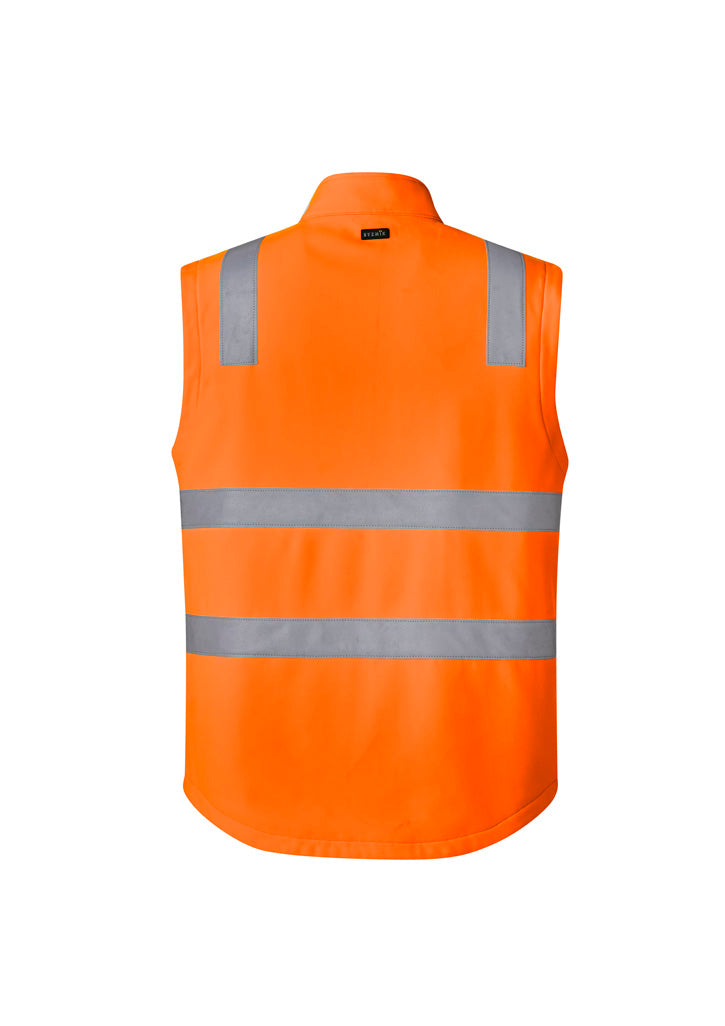 Unisex Hi Vis Softshell Vest - Orange/Navy - Back