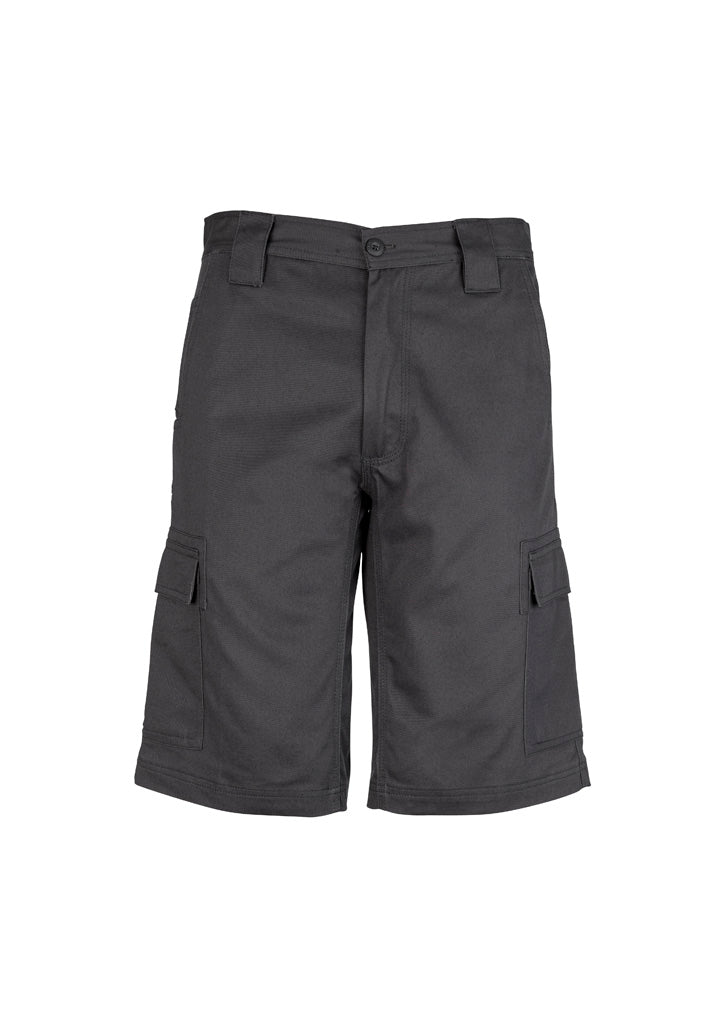 Mens Midweight Drill Cargo Short - Charcoal - Front