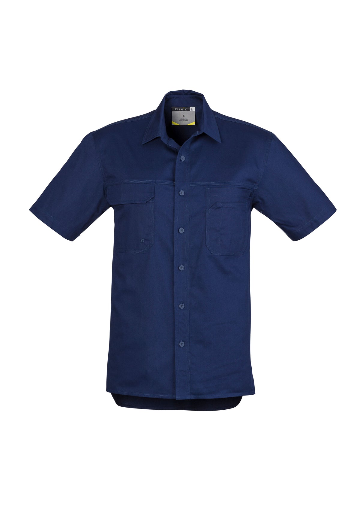Mens Lightweight Tradie Short Sleeve Shirt - Blue - Front