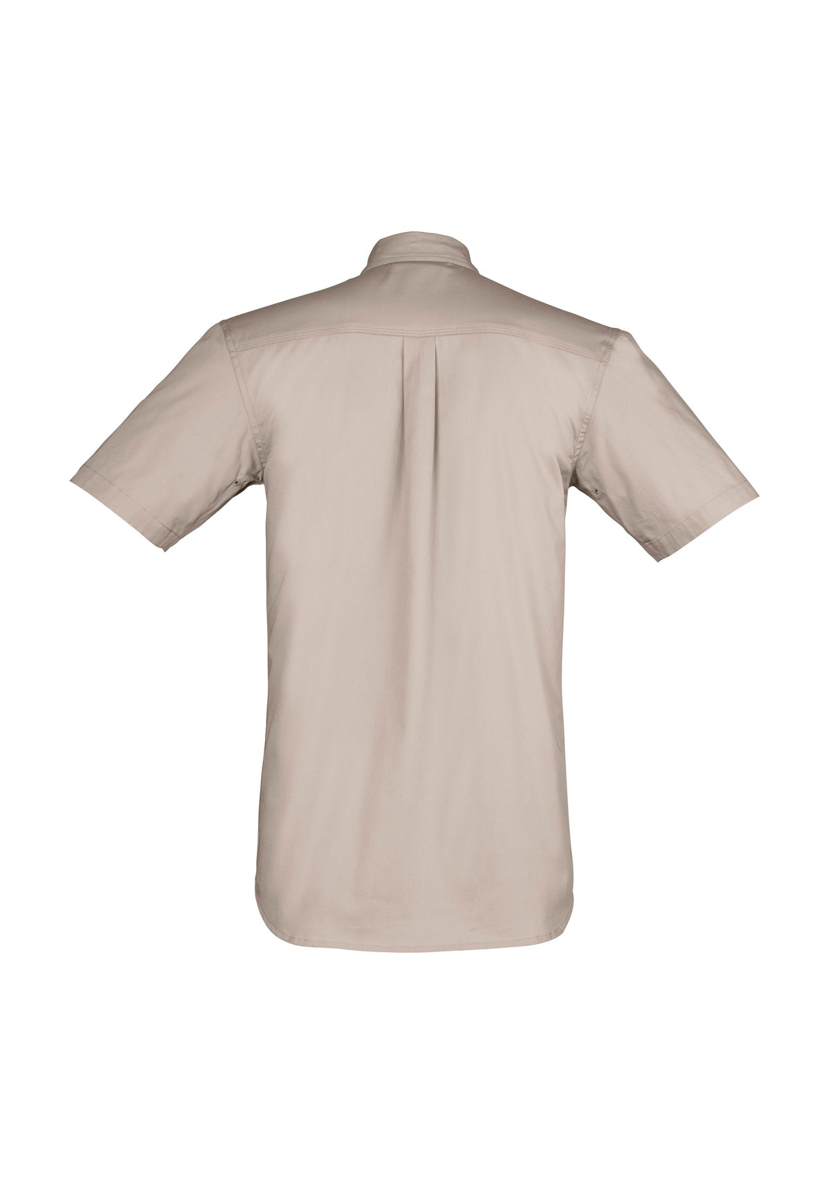Mens Lightweight Tradie Short Sleeve Shirt - Sand - Back