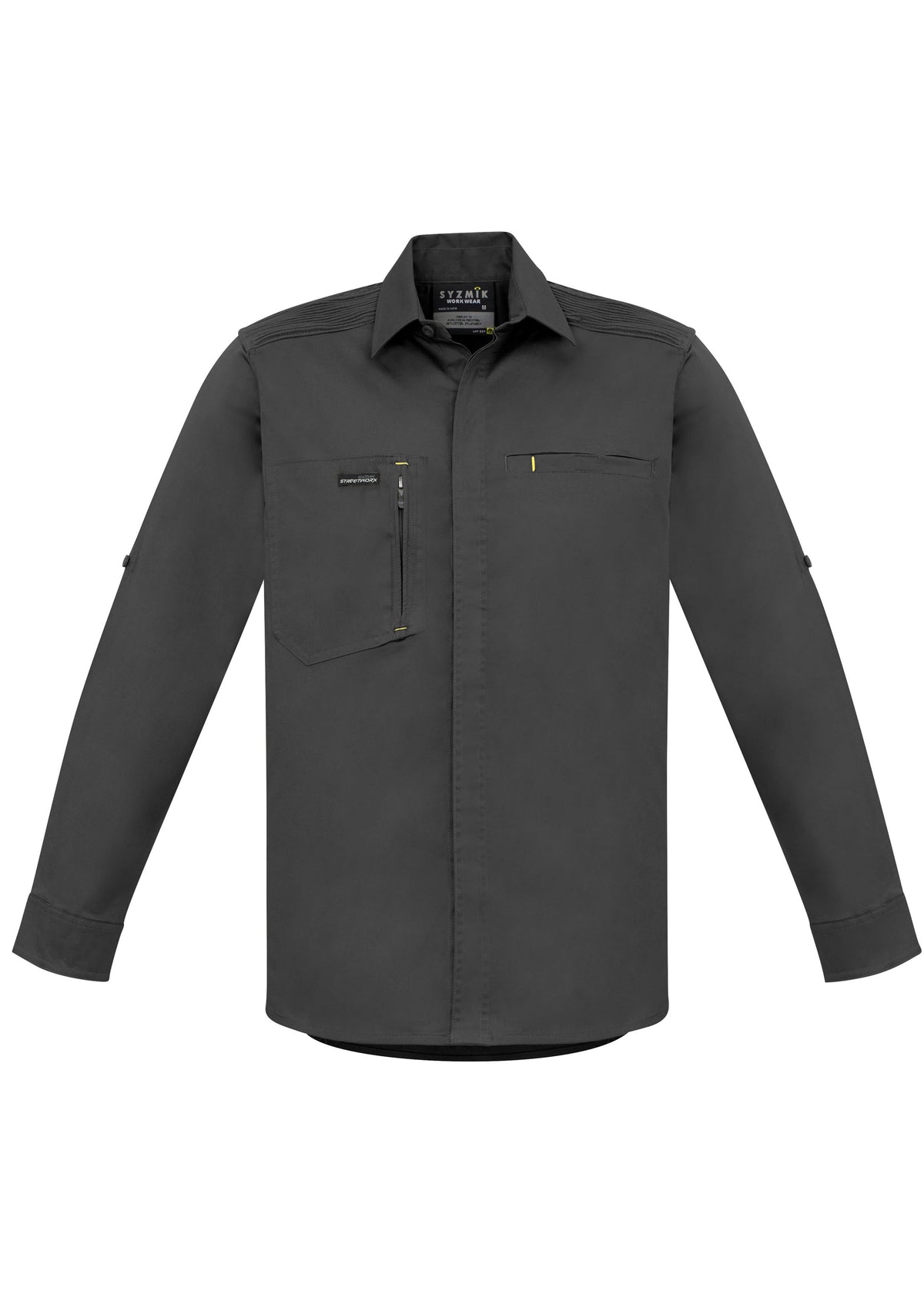 Mens Streetworx L/S Stretch Shirt - Charcoal - Front