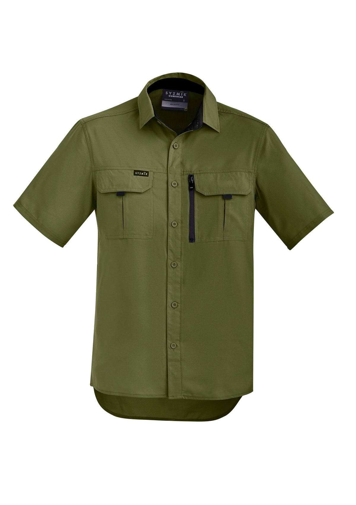 Mens Outdoor Short Sleeve Shirt - Army - Front
