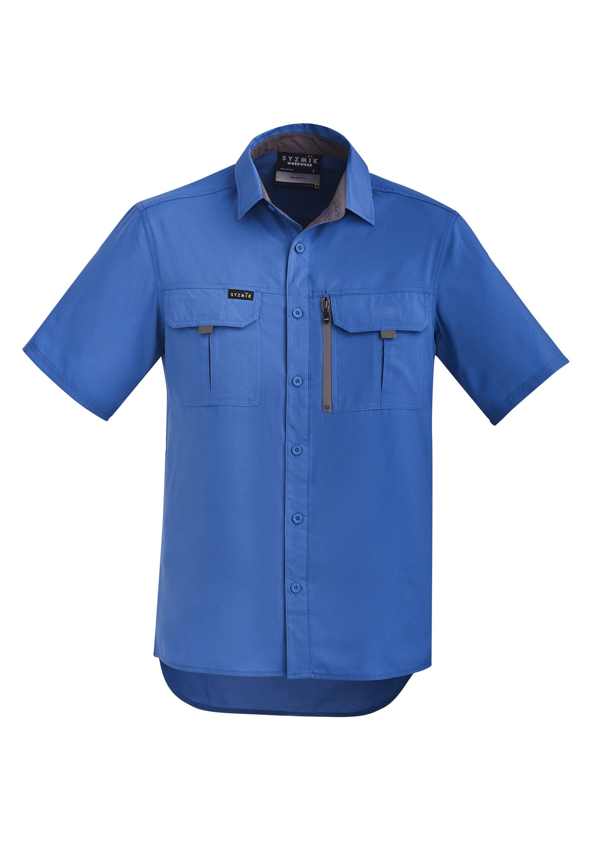 Mens Outdoor Short Sleeve Shirt - Blue - Front