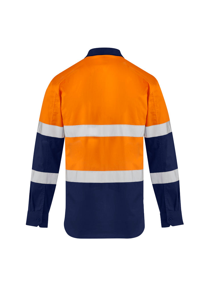 Mens Lightweight Bio Motion Long SleeveShirt - Orange/Navy - Back