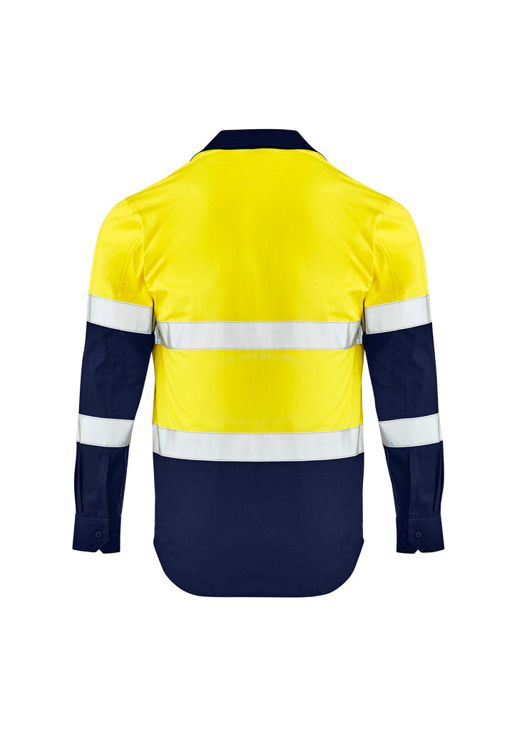 Mens Lightweight Bio Motion Long SleeveShirt - Yellow/Navy - Back