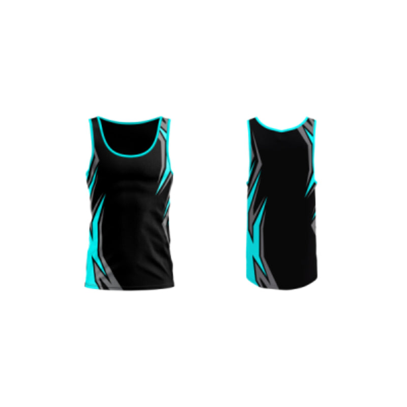 Active Sport singlet – Black/Grey/Aqua Blue