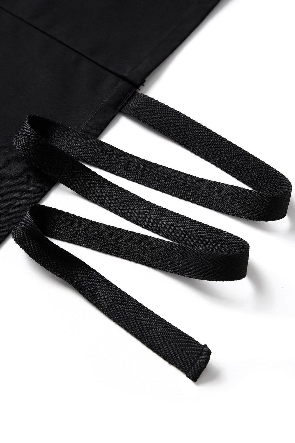 Long Waist Apron - 100% Cotton Canvas - Black - View