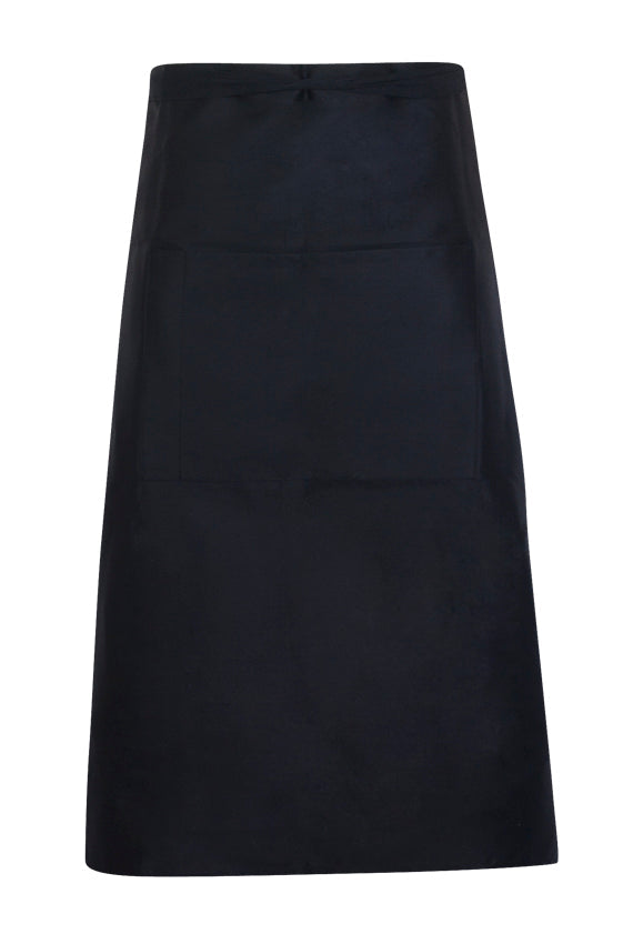 Long Waist Apron - 190 gsm poly/cotton - Black - Front
