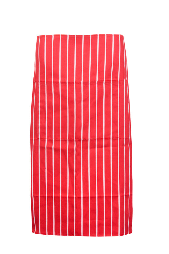 Striped Apron - Full-waist - Red/White - Front