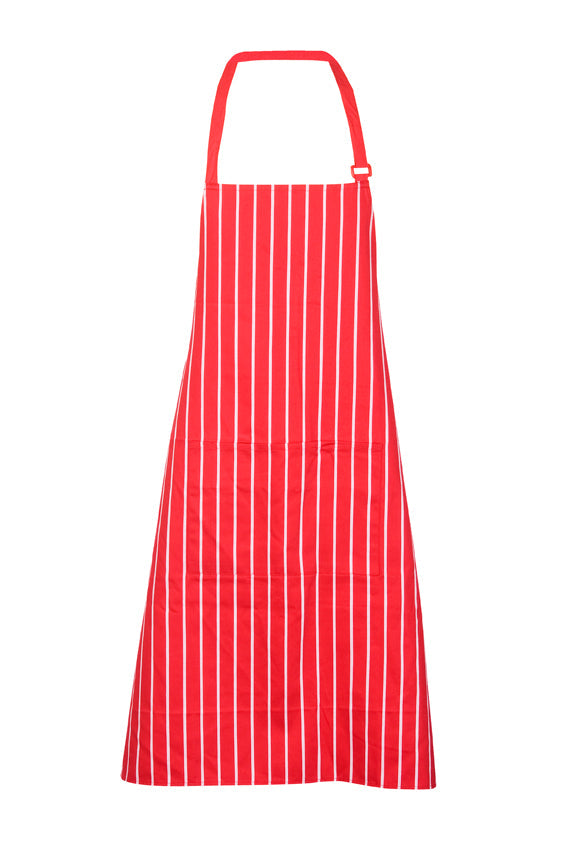 Stripe Apron - Full Bib - Red/White - Front