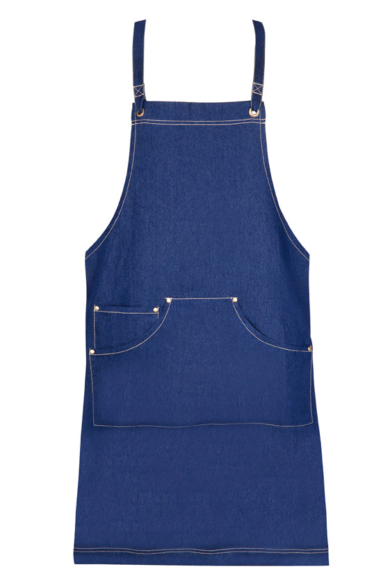 Full Body Cotton/Denim Apron - Navy Blue - Front