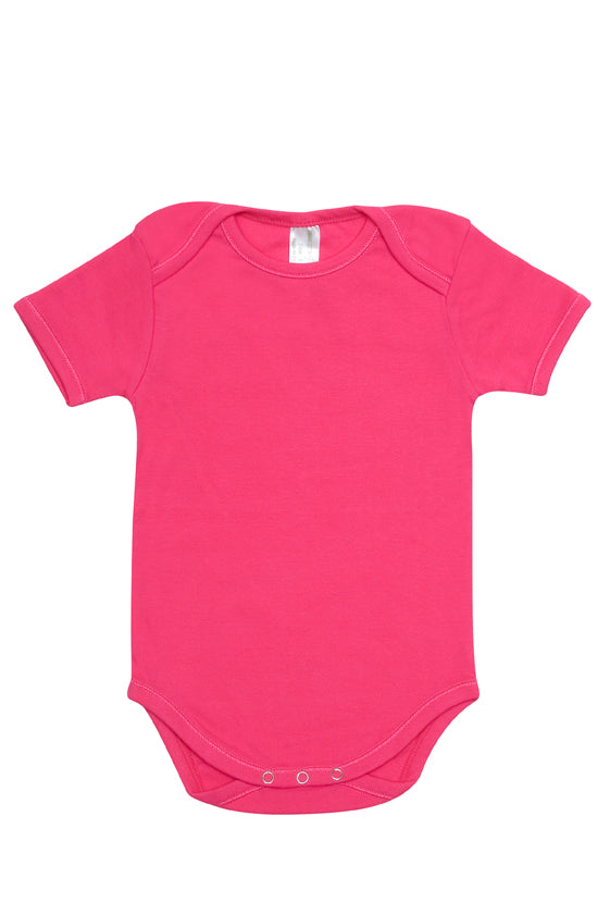 Baby Short Sleeve Romper Onesie - Hot Pink - Front
