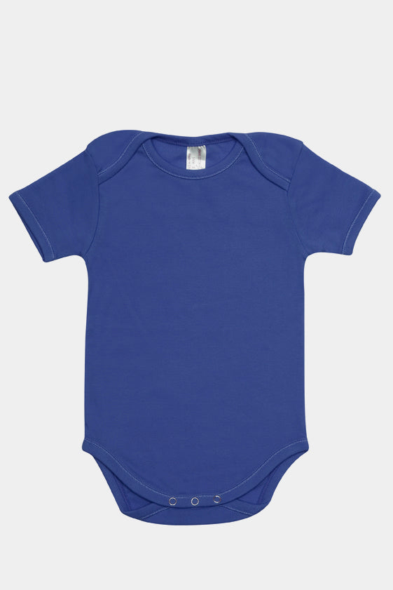 Baby Short Sleeve Romper Onesie - Navy Blue - Front