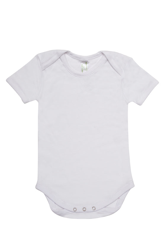 Baby Short Sleeve Romper Onesie - White - Front
