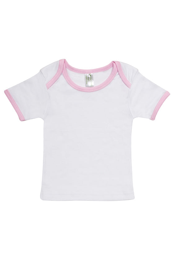 Baby Short Sleeve Tee - White/Pink - Front