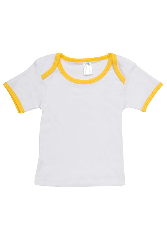 Baby Short Sleeve Tee - White/Yellow - Front