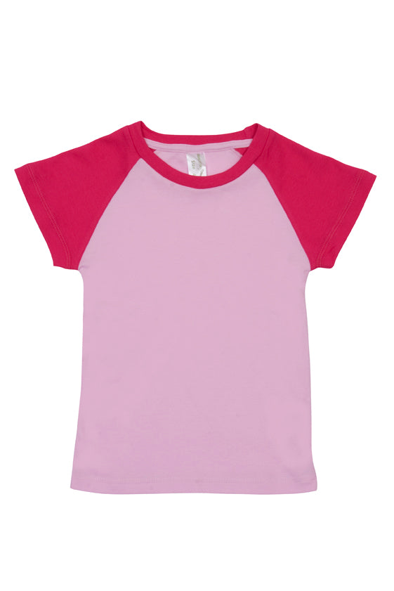 Babies Raglan T-shirt - Pink/Hot Pink - Front