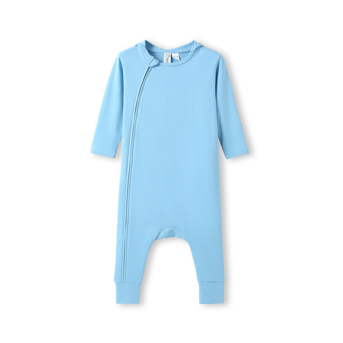Hooded Organic Cotton Baby Suit - Sky Blue - Front