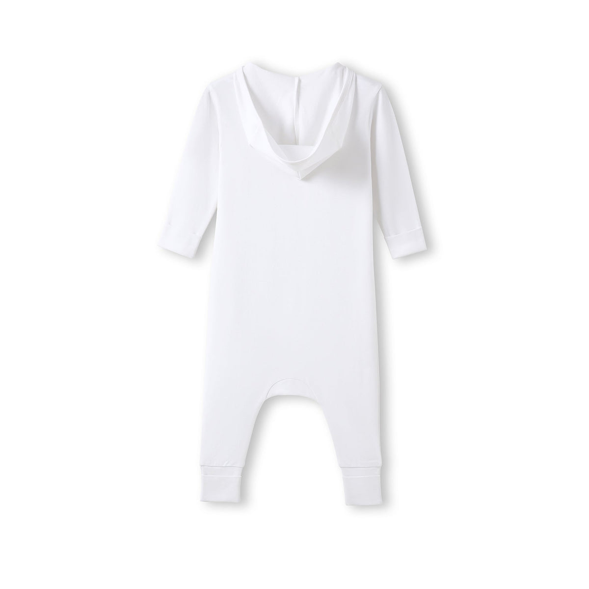 Hooded Organic Cotton Baby Suit - White - Back