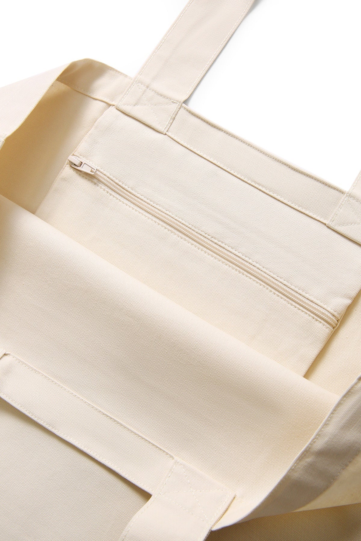 Organic Cotton Tote bag with inner zipper pocket - Natural - View
