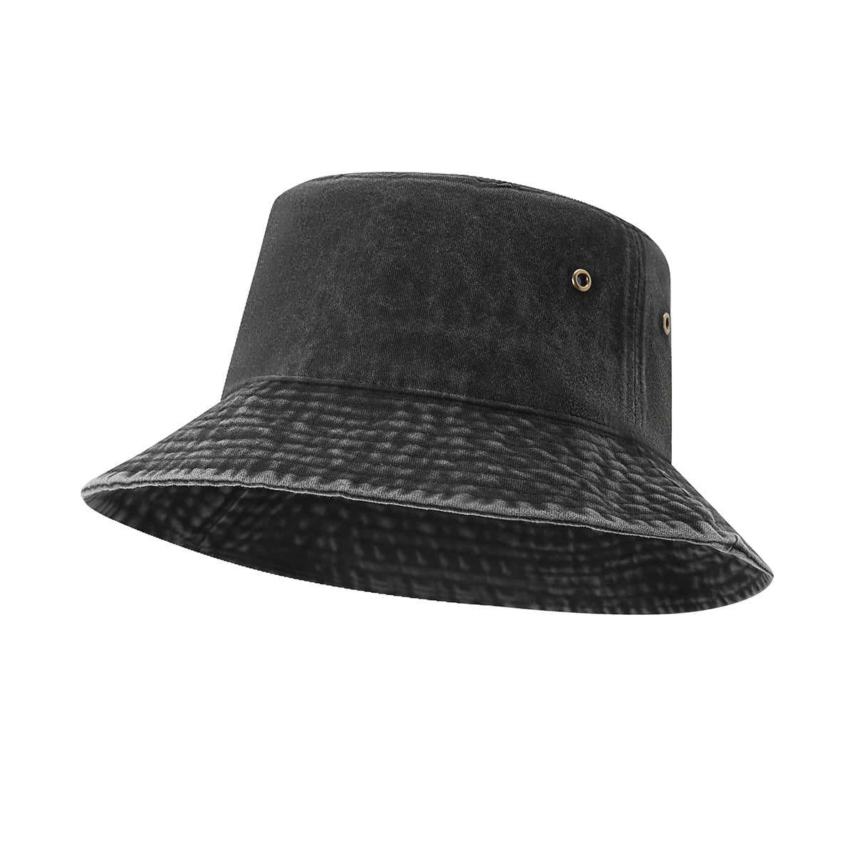 280gsm 100% cotton drill washed bucket hat - Black Faded - Front