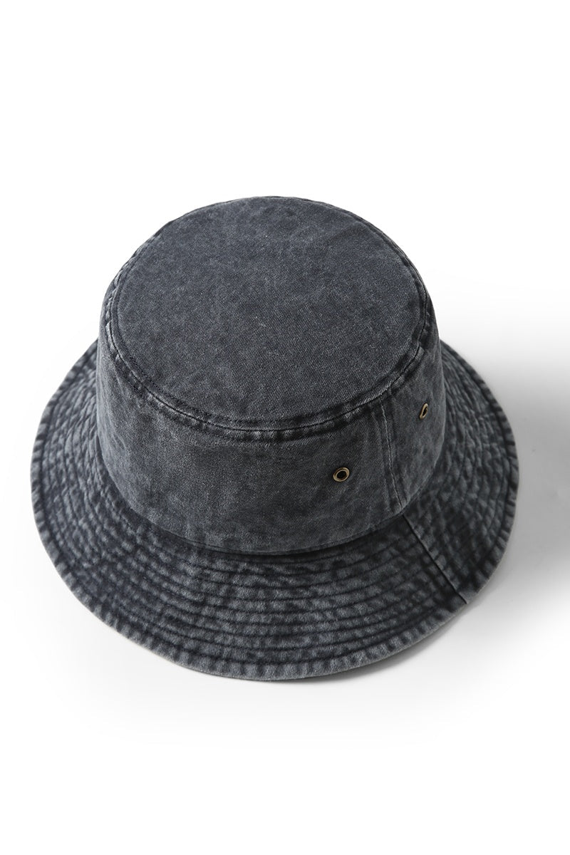 280gsm 100% cotton drill washed bucket hat - Navy Faded - View