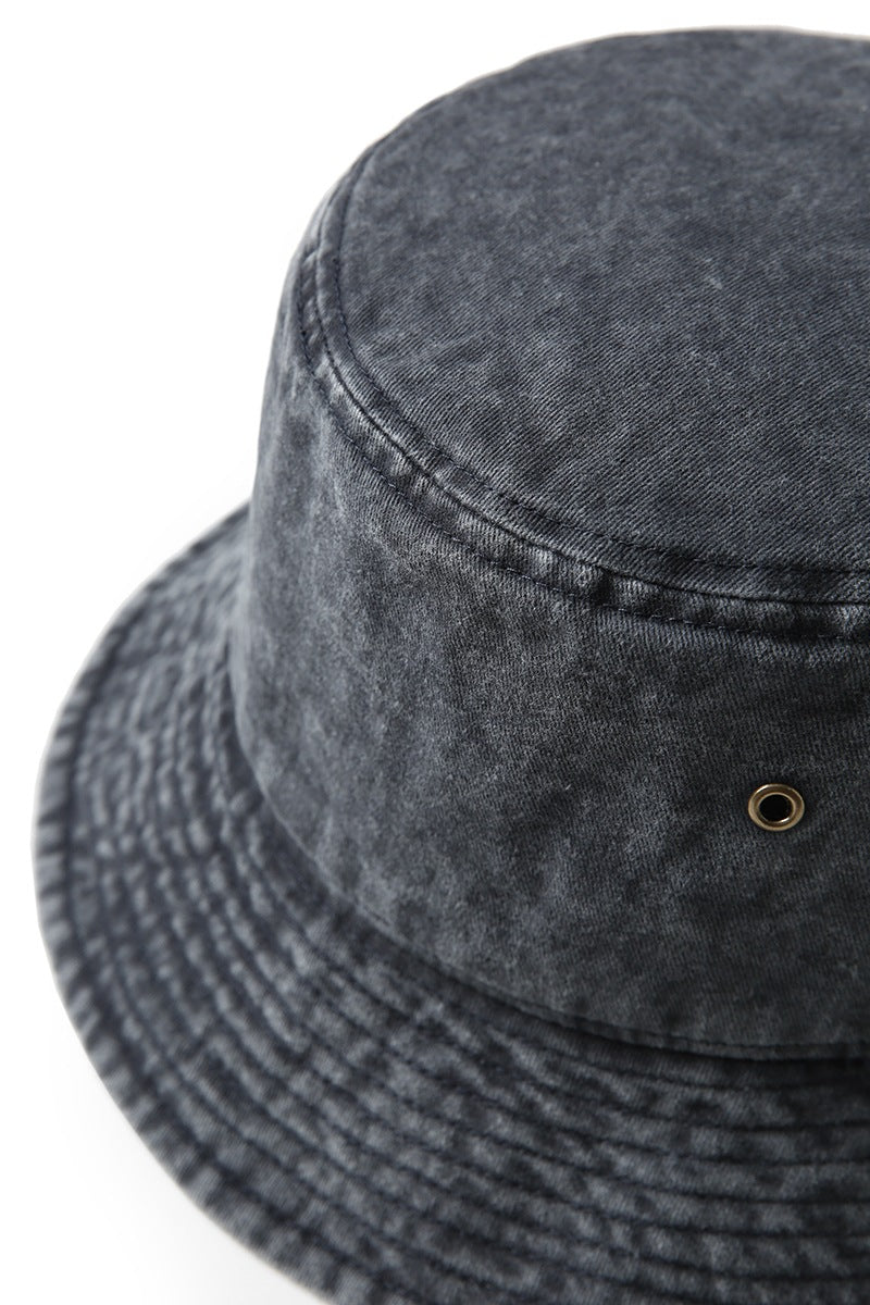 280gsm 100% cotton drill washed bucket hat - Navy Faded - View