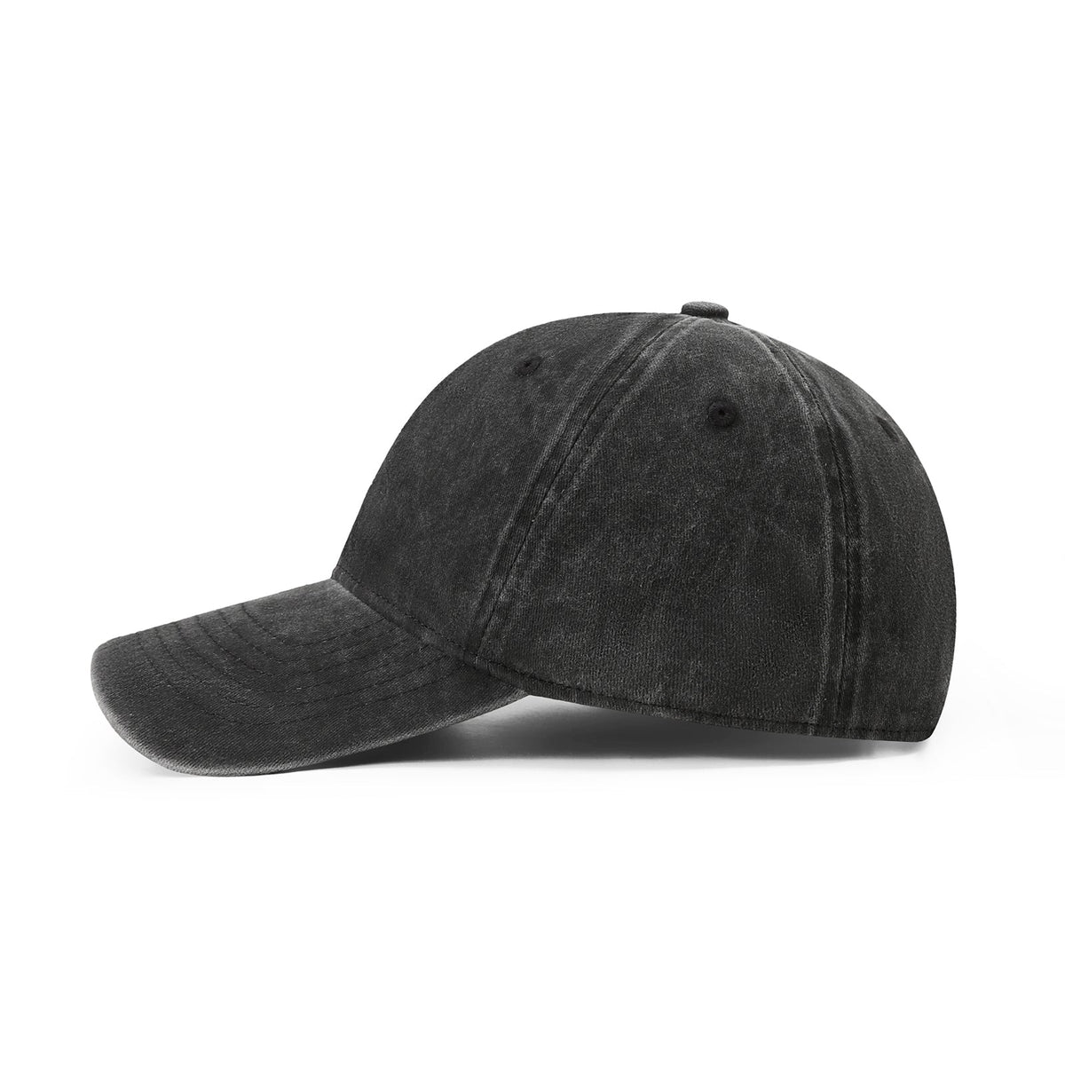 280GSM Cotton Drill Washed Unstructured Caps - Black Faded - View