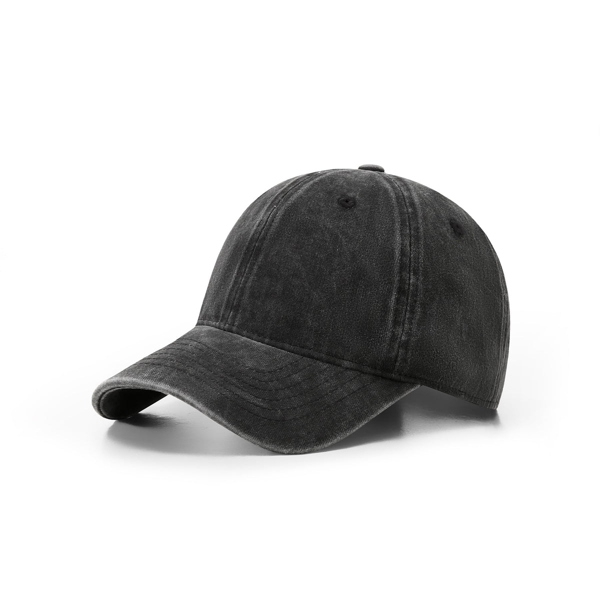 280GSM Cotton Drill Washed Unstructured Caps - Black Faded - Front