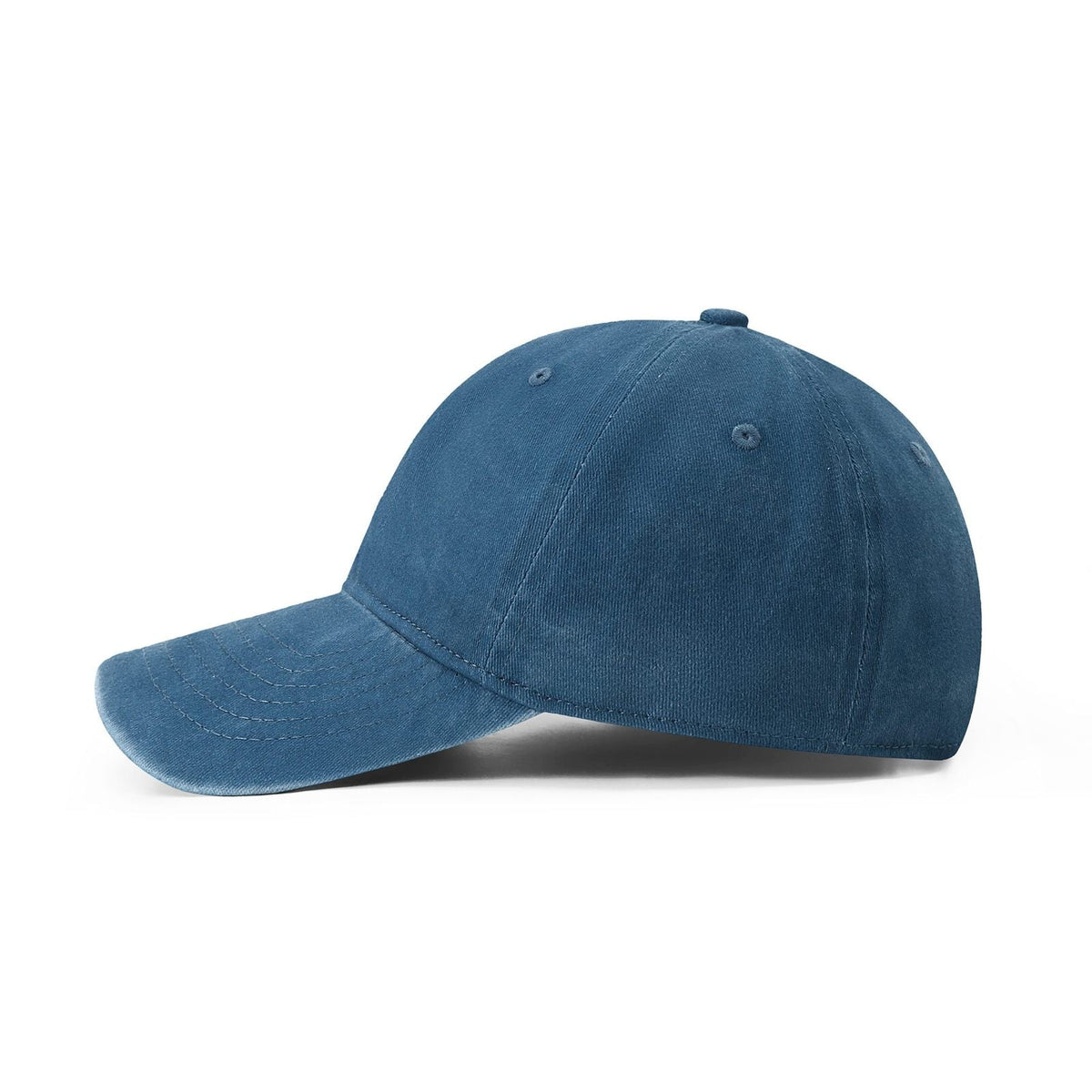 280GSM Cotton Drill Washed Unstructured Caps - French Blue Faded - View