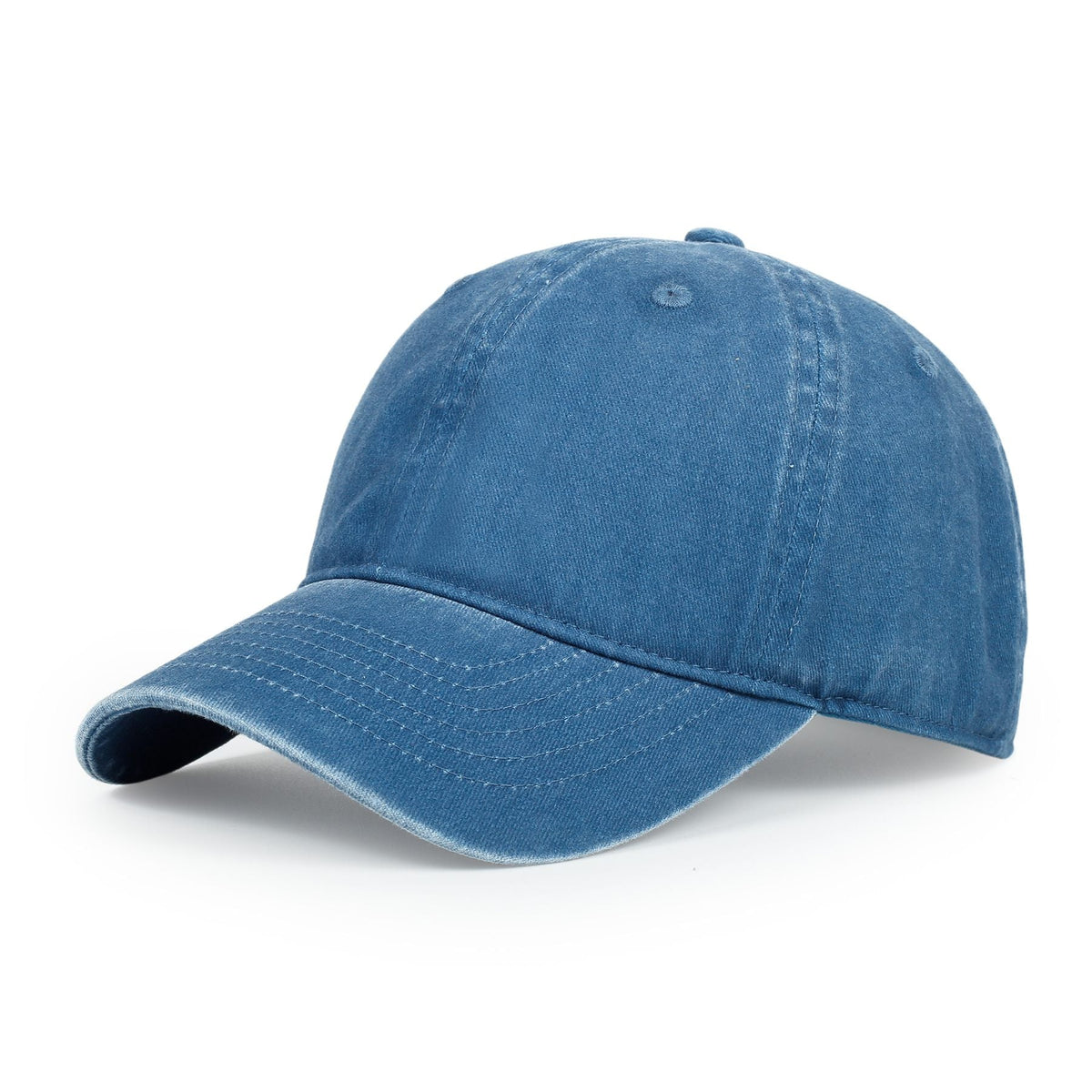 280GSM Cotton Drill Washed Unstructured Caps - French Blue Faded - Front