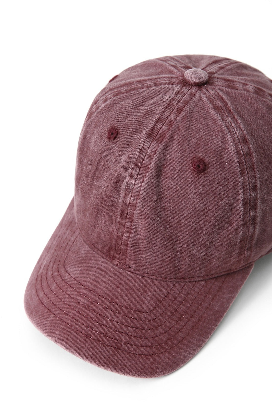 280GSM Cotton Drill Washed Unstructured Caps - Maroon Faded - View