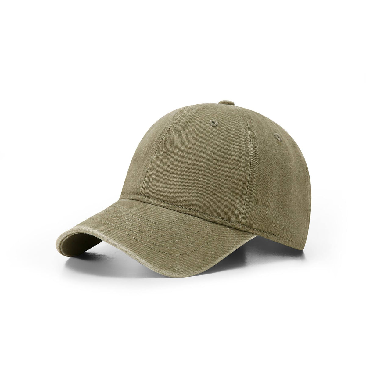 280GSM Cotton Drill Washed Unstructured Caps - Olive Faded - Front
