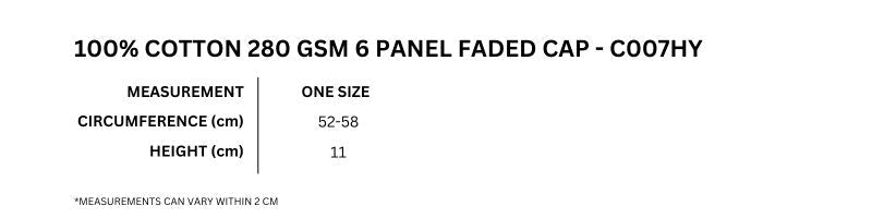 280GSM Cotton Drill Washed Unstructured Caps - Size guide
