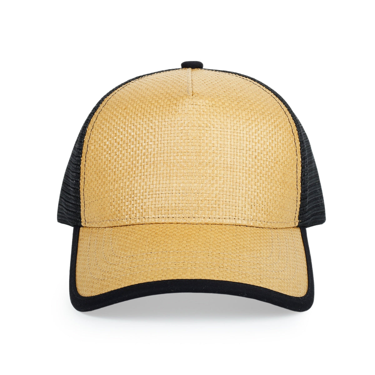 Straw Mesh Trucker Caps - Black/Oak - View