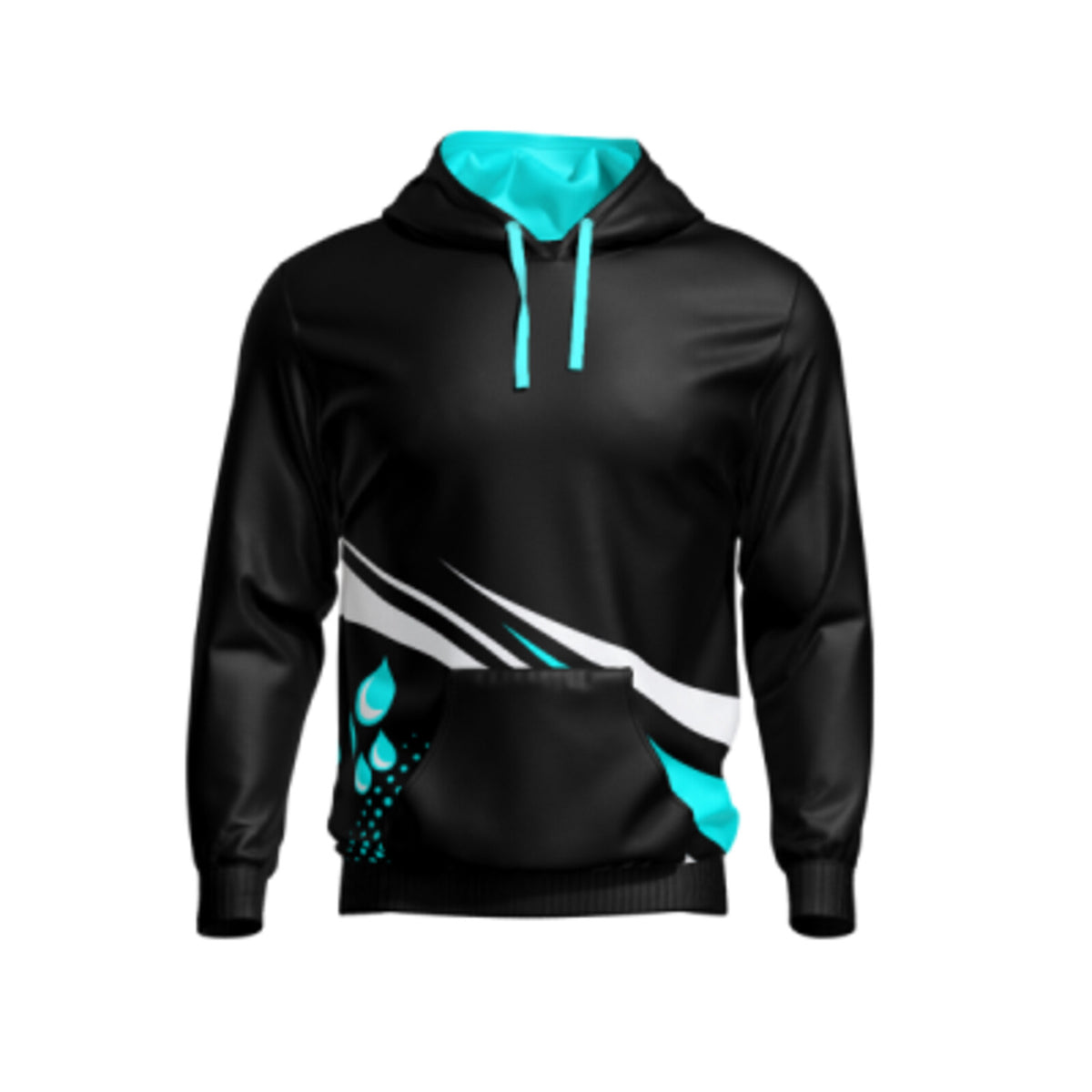 Drip hoodie – Black/White/Aqua Blue