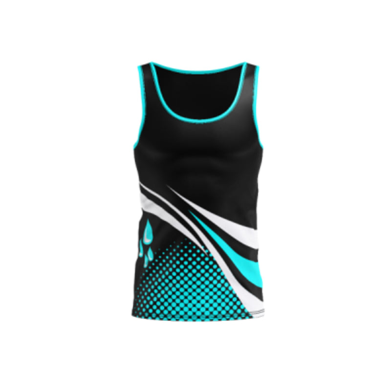 Drip singlet – Black/White/Aqua Blue