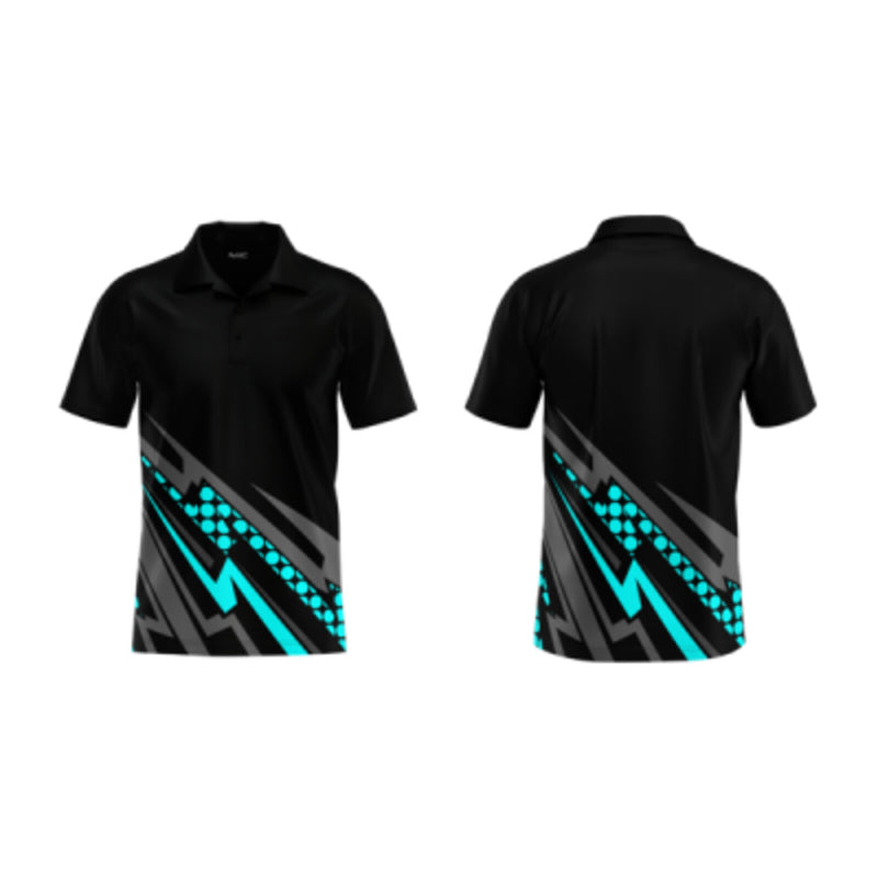 Electric polo – Black/Grey/Aqua Blue