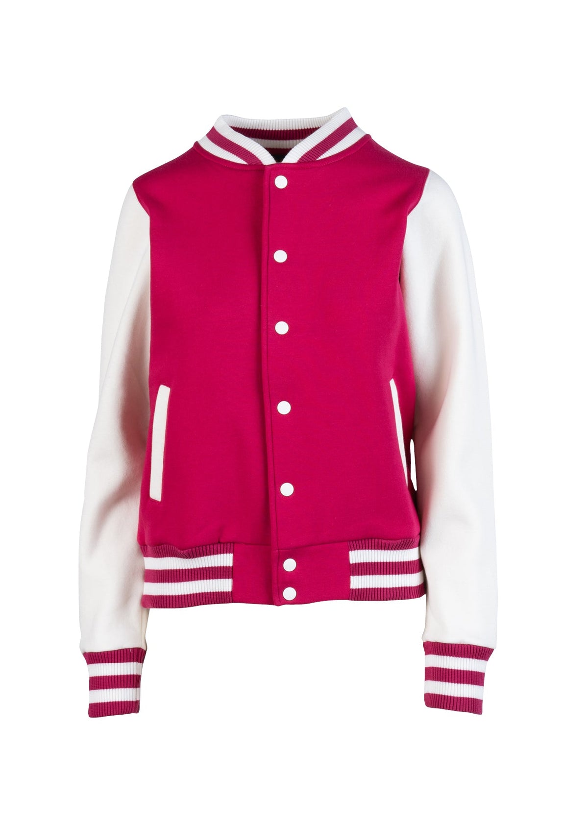 Womens/Junior Varsity Jacket - Hot Pink/White - Front