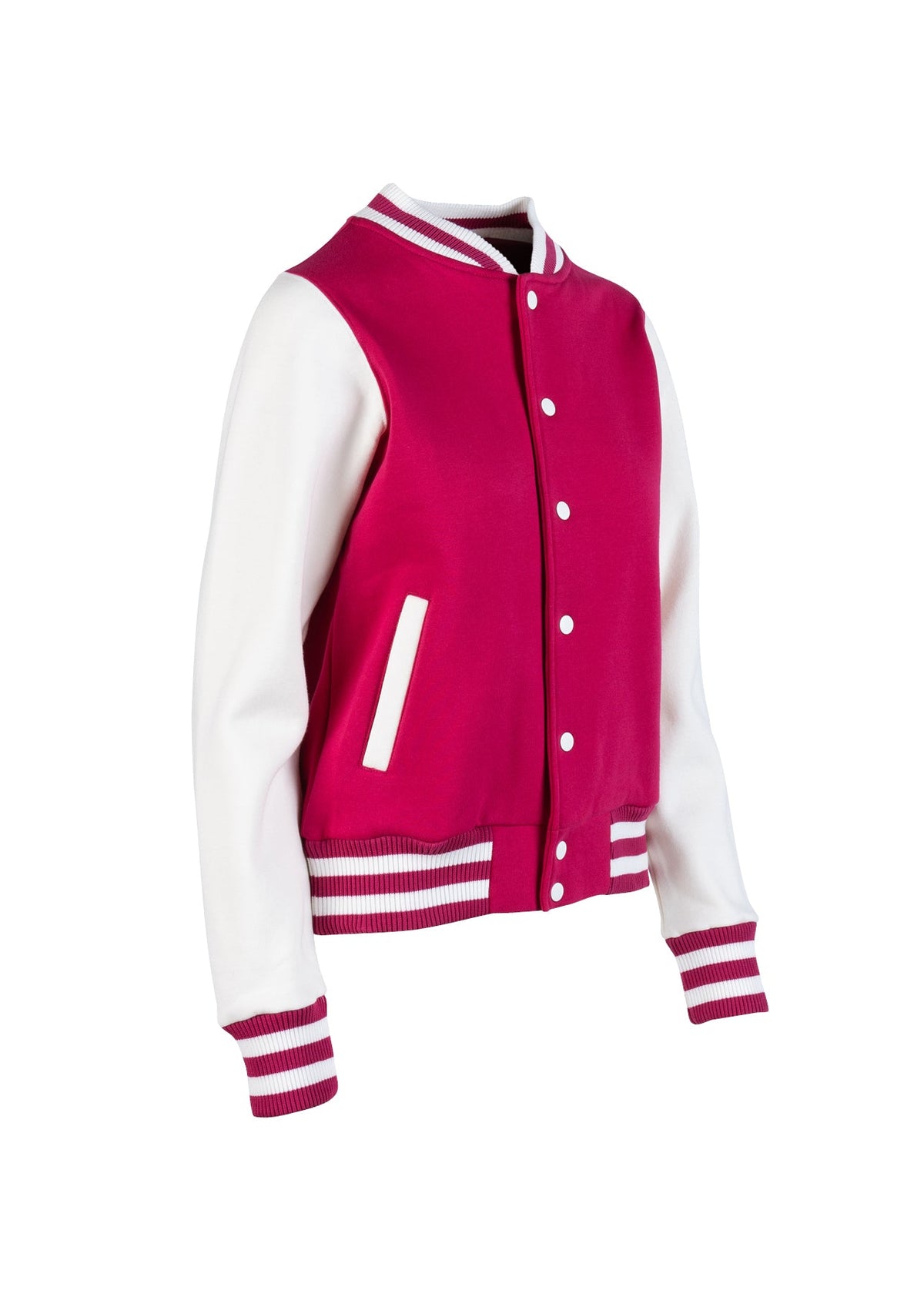 Womens/Junior Varsity Jacket - Hot Pink/White - Side