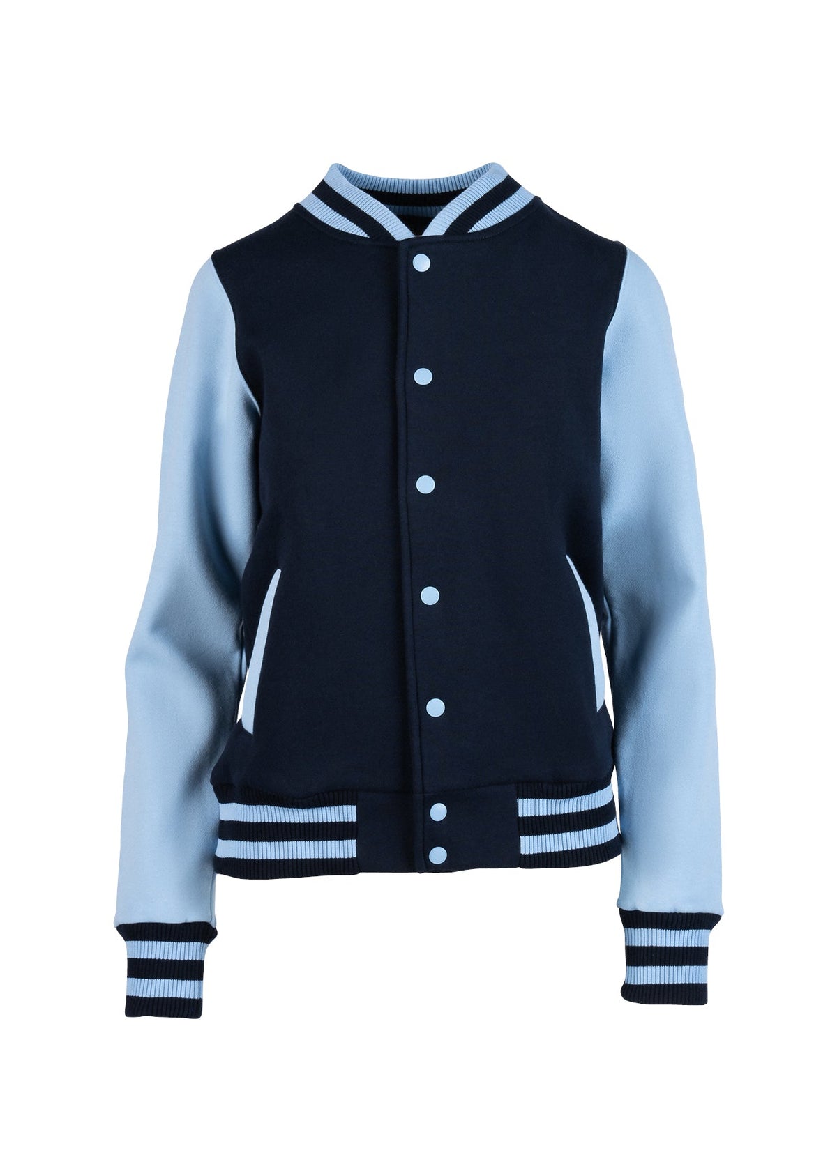 Womens/Junior Varsity Jacket - Navy/Sky - Front