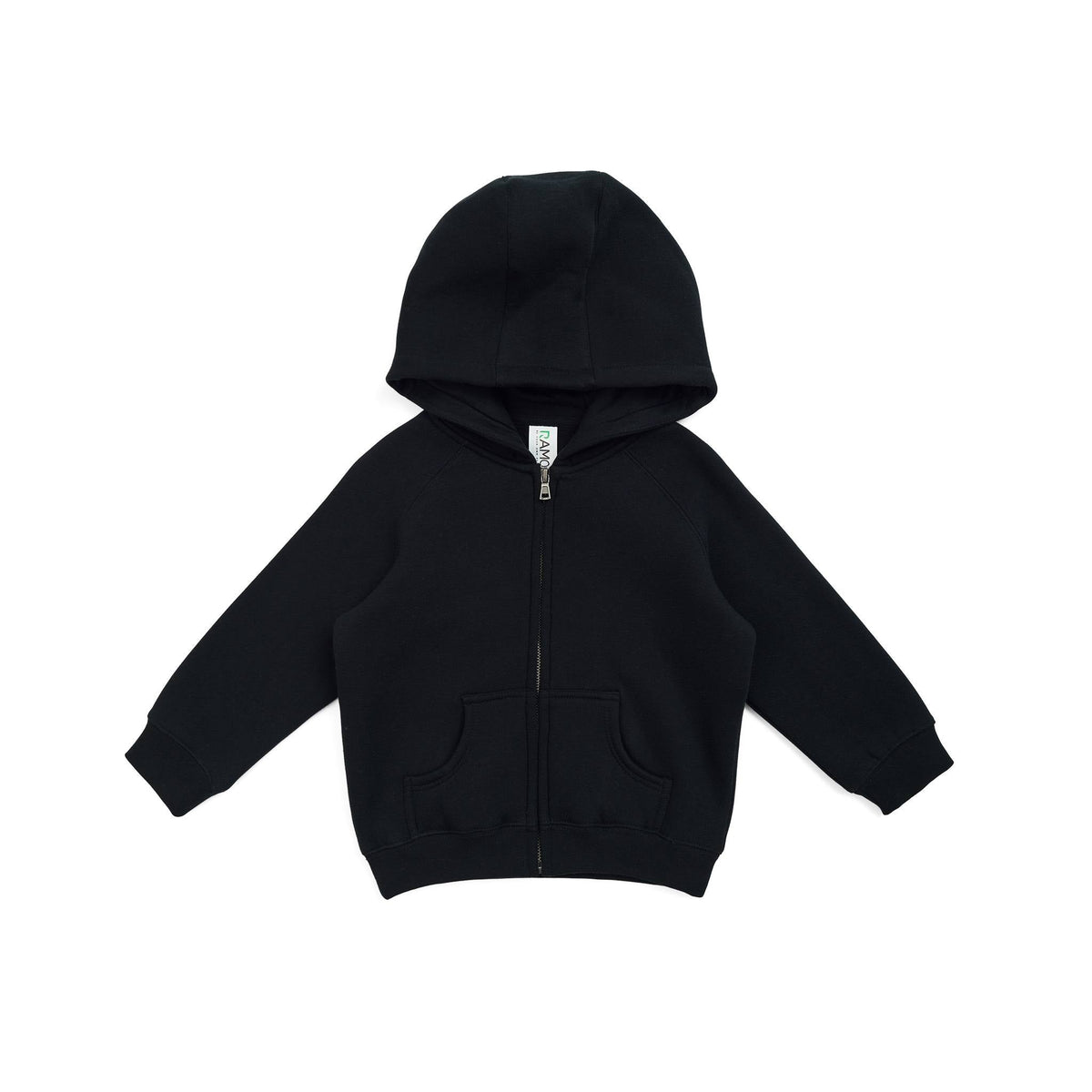 Babies Cotton Care Kangaroo Zip Pocket Hoodie - Black - Front
