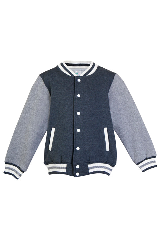 Babies Varsity Jacket - Dark Marl/Grey Marl - Front