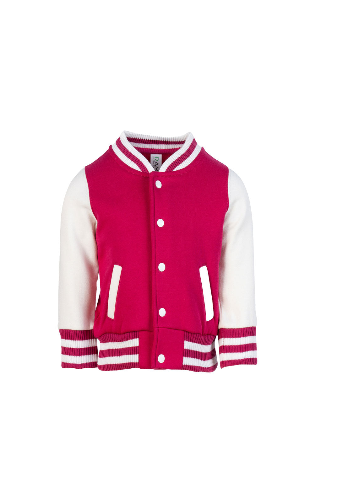 Babies Varsity Jacket - Hot Pink/White - Front