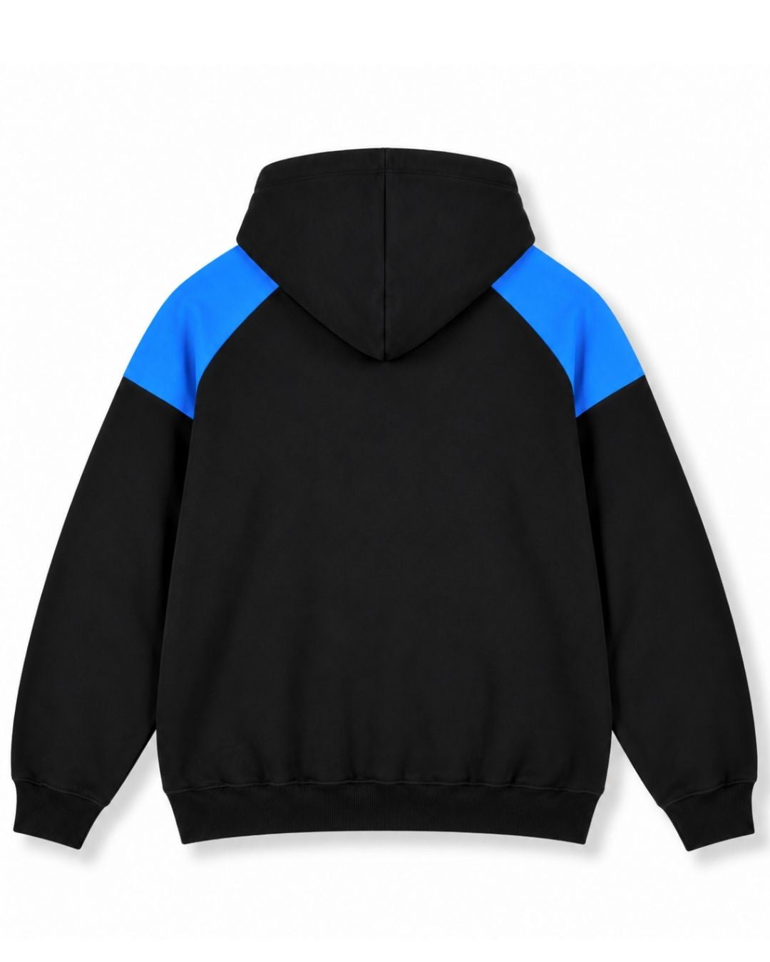 Mens Shoulder Contrast Panel Hoodie - Black/Azure - Back