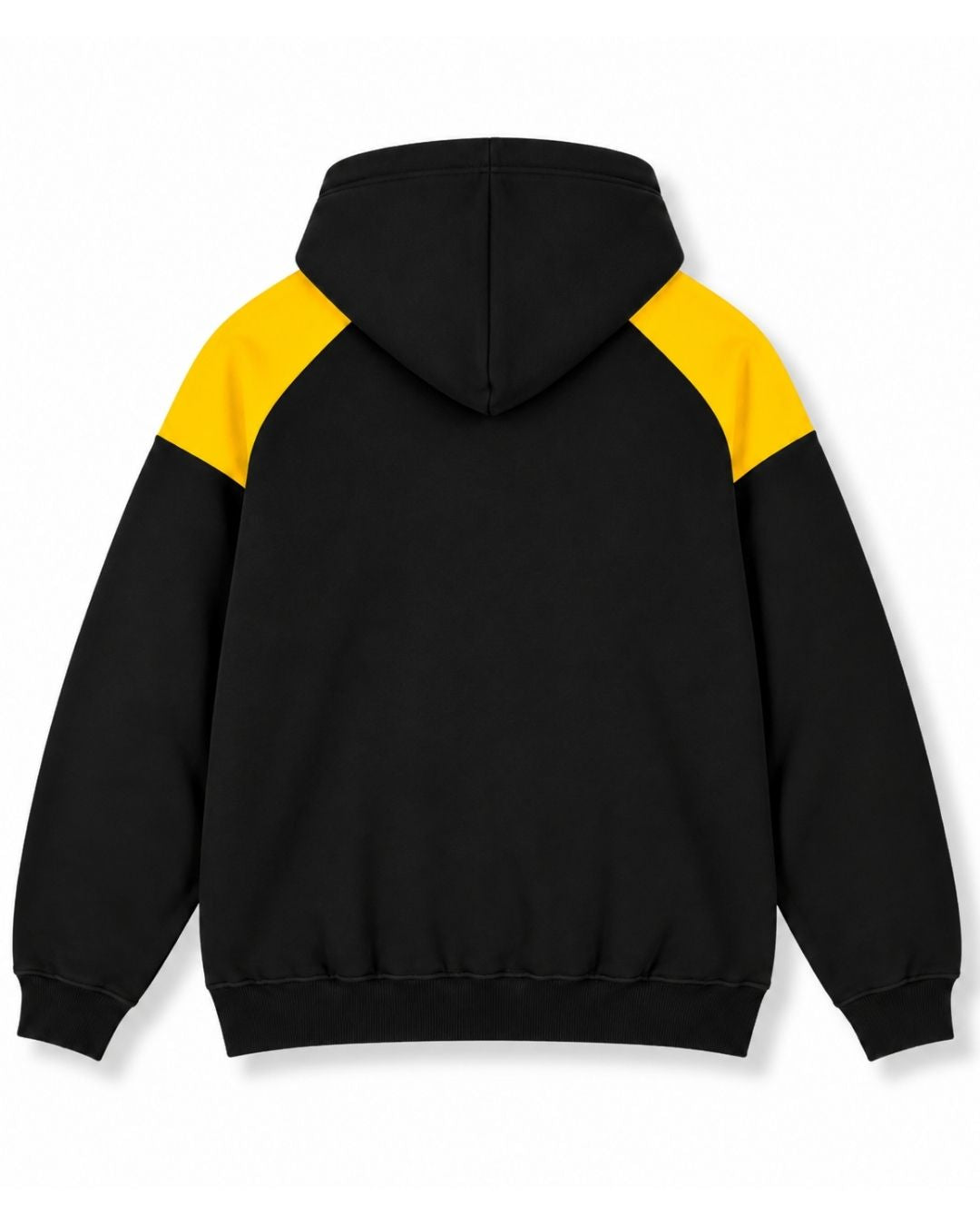 Mens Shoulder Contrast Panel Hoodie - Black/Gold - Back