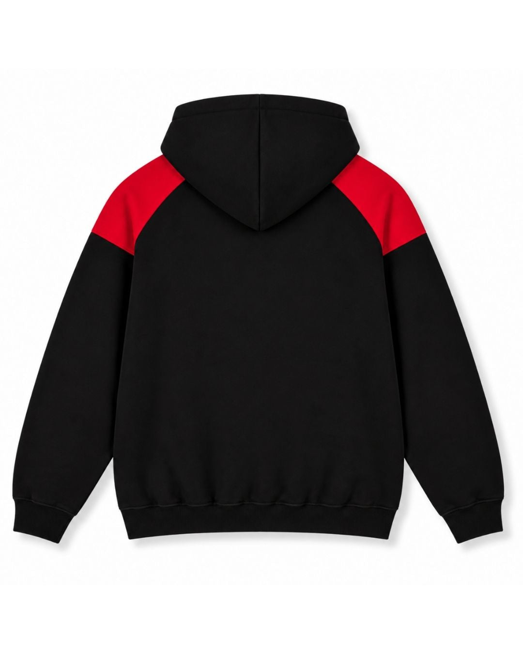Mens Shoulder Contrast Panel Hoodie - Black/Red - Back