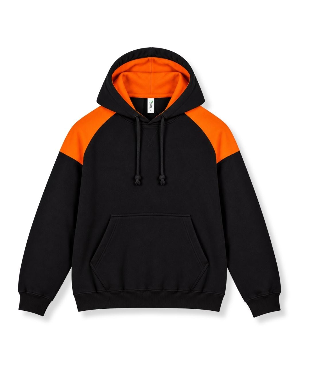Mens Shoulder Contrast Panel Hoodie - New Charcoal/Orange - Front