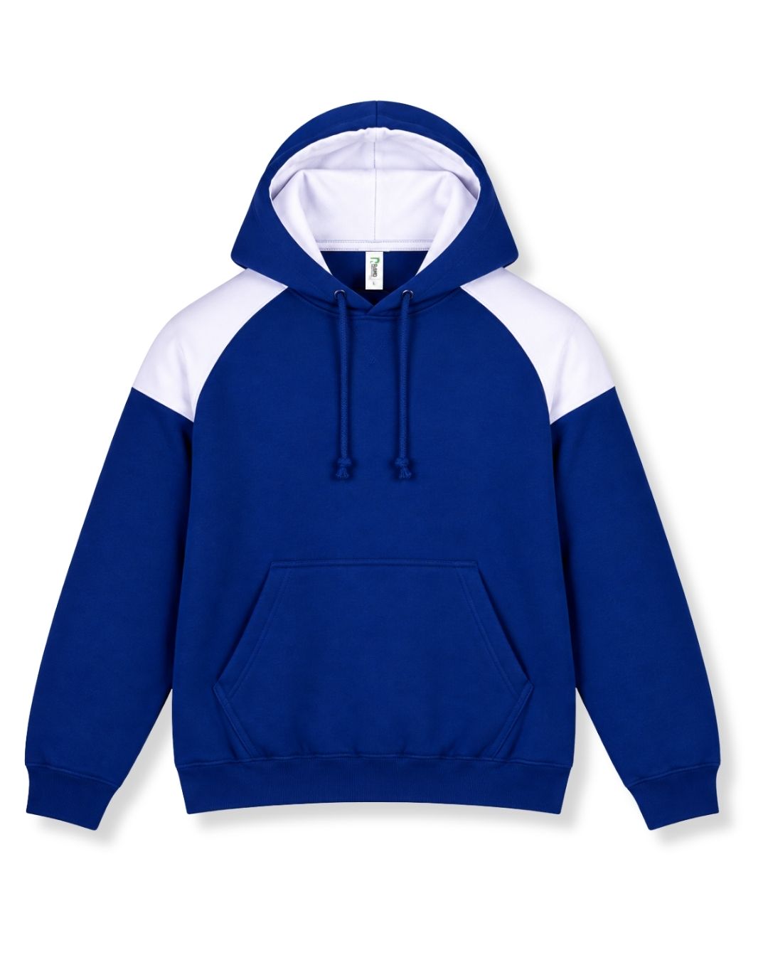 Mens Shoulder Contrast Panel Hoodie - Royal/White - Front