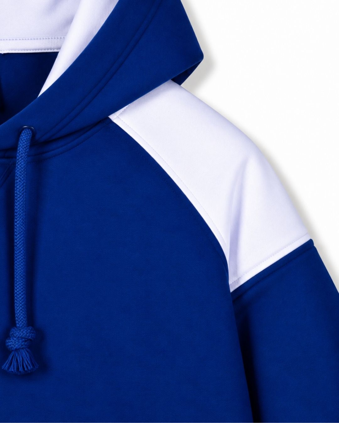 Mens Shoulder Contrast Panel Hoodie - Royal/White - Side
